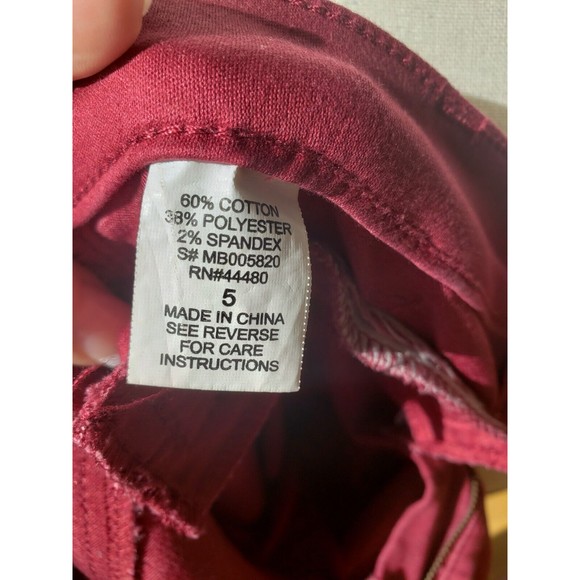 Tinsel Town Denim Couture Pants Teens Sz 5 Red Berry Jeans Skinny Tapered Cotton - Picture 13 of 14